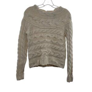 Moda International Women's Cable Knit Sweater Long Sleeve Cream Size Small